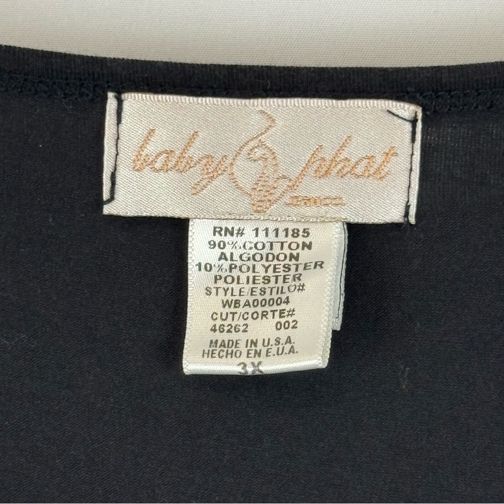 Baby Phat Black Gold Graphic Top Plus‎ Size 3X Short Sleeve Blouse Y2K - Picture 7 of 10